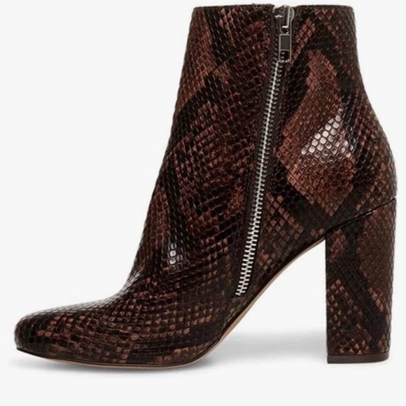 Steve Madden “Pixie” Brown/Black Snake Print Ankle Booties - 8 - Picture 3 of 11
